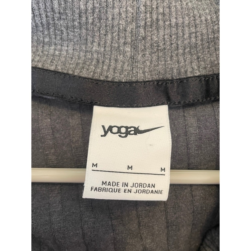 Nike Yoga Ribbed Shawl Collar Sweater Top Women's Size M Gray Long Sleeve - Picture 4 of 7